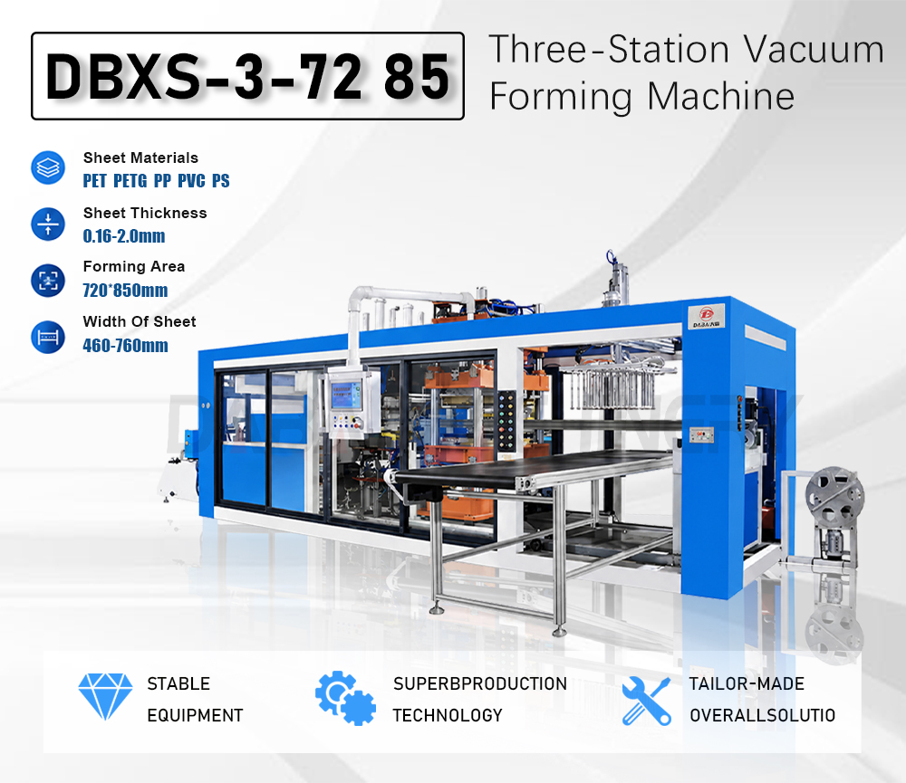 DBSX-3-7285 Three-Station Plastic Vacuum Forming Machine description