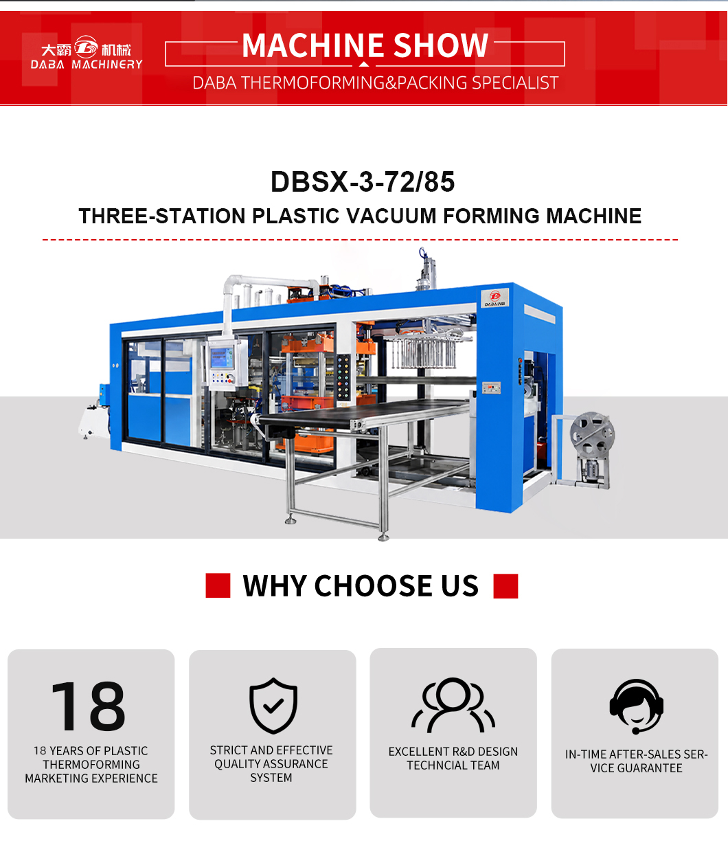 DBSX-3-7285 Three-Station Plastic Vacuum Forming Machine landing page (1)
