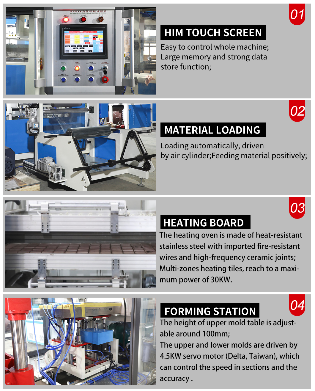 DBSX-3-7285 Three-Station Plastic Vacuum Forming Machine landing page (4)